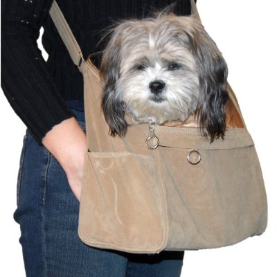 Anima Tan Suede Sling Bag Pet Carrier Purse