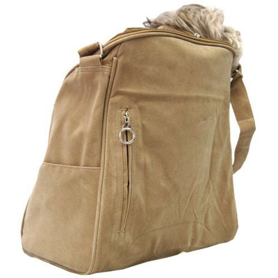 Anima Tan Suede Sling Bag Pet Carrier Purse