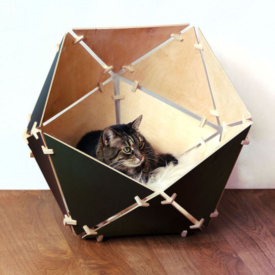 Catissa Geobed – Wooden Geometric Cat House by Ilshat Garipov