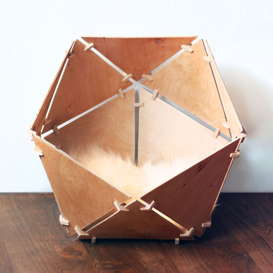 Catissa Geobed – Wooden Geometric Cat House by Ilshat Garipov