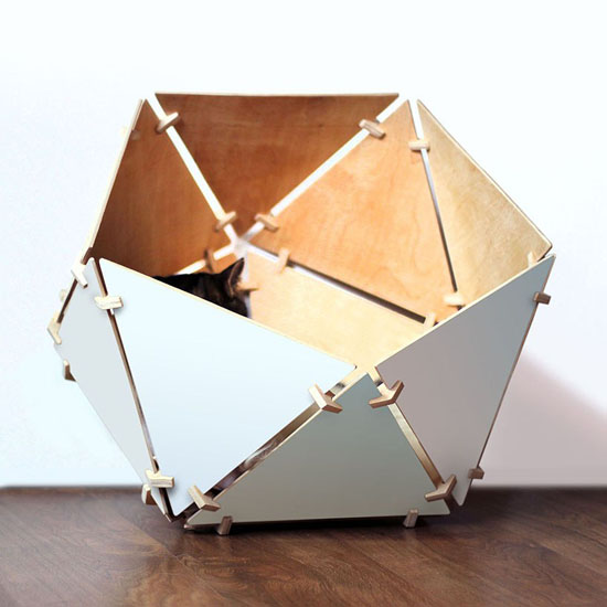 Catissa Geobed – Wooden Geometric Cat House by Ilshat Garipov