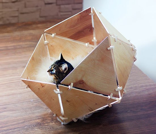 Catissa Geobed – Wooden Geometric Cat House by Ilshat Garipov