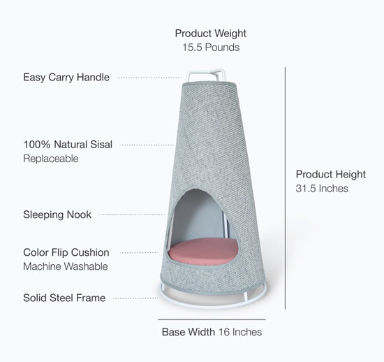 Cone : Modern Scratching Post and Cat Bed in One by WISKI