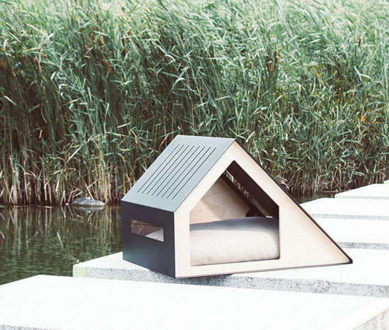 Modern Deauville Dog House with Ventilated Roof and Angular Structures by Bad Marlon Design Studio