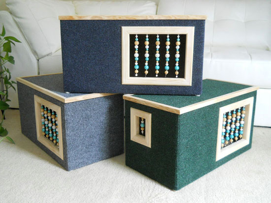 Modern Beaded Wooden Cat House by Kittenique