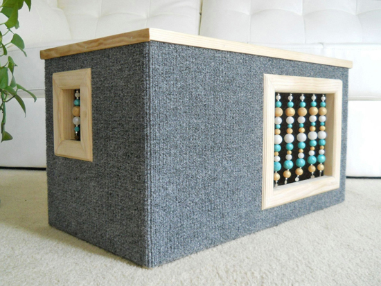 Modern Beaded Wooden Cat House by Kittenique