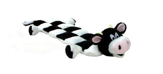 Kyjen Plush Puppies Squeaker Mat Long Body Dog Toy - Cow