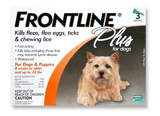 Merial Frontline Plus Flea and Tick Control for Dogs and Puppies Orange is for 0-22 Lbs
