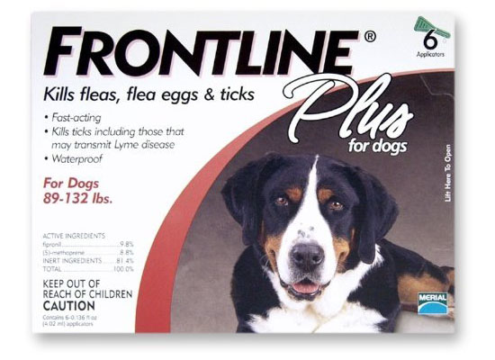 Merial Frontline Plus Flea and Tick Control for Dogs and Puppies Red is for 89-132 Lbs