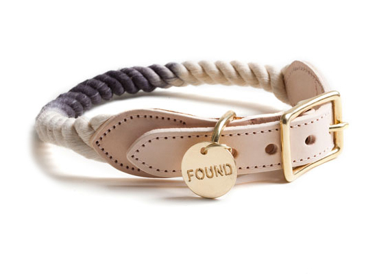 Modern Black Ombre Rope Dog Collar by Found My Animal