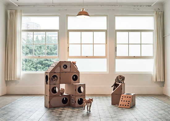 Modular Cardboard Cat House by A Cat Thing