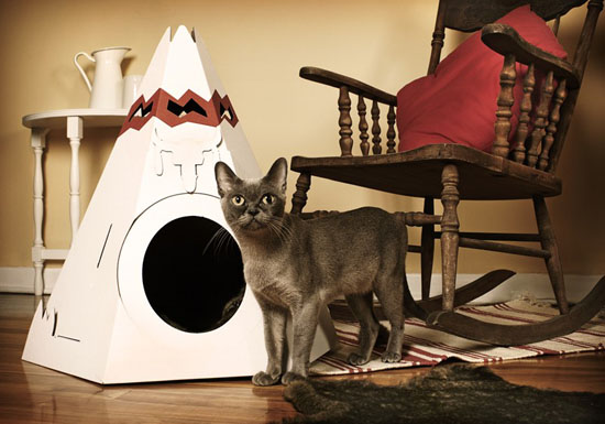 Native American Teepee Cardboard Cat House