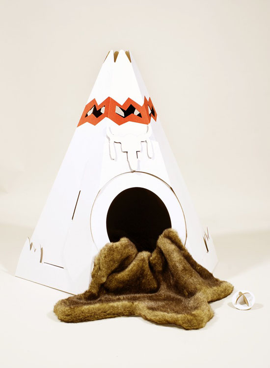 Native American Teepee Cardboard Cat House