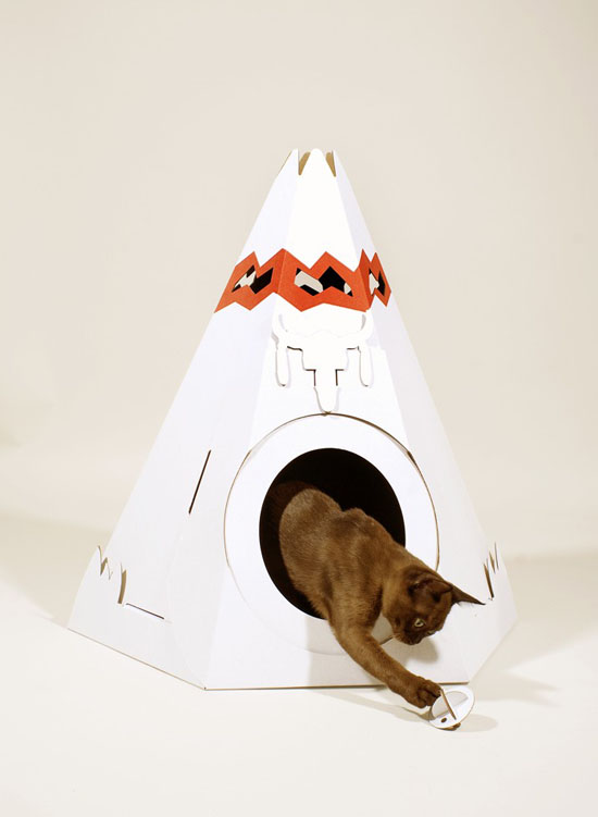 Native American Teepee Cardboard Cat House