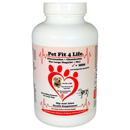 Pet Fit 4 Life Glucosamine Chondroitin Sulfate - Hip and Joint Pain Relief For Dogs