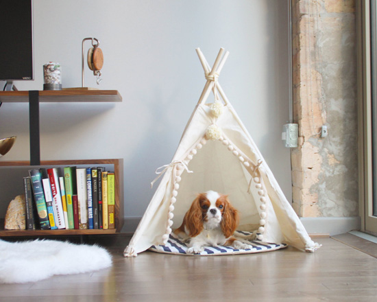 Pet Teepee with Poles and Pad for Dog