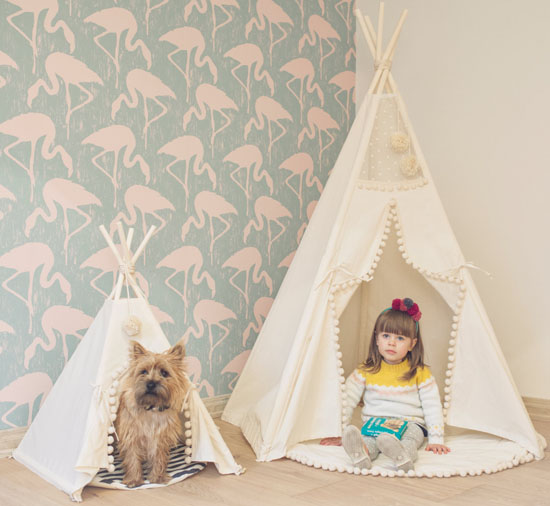 Pet Teepee with Poles and Pad for Dog