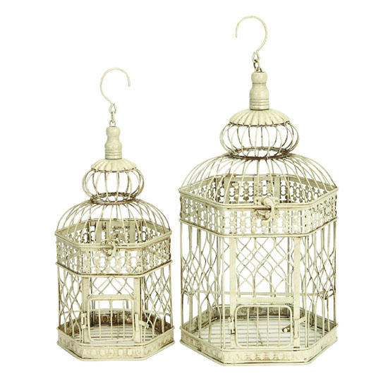 Deco 79 Metal French Style Bird Cage (Set of 2)