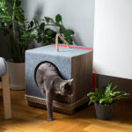 Tula Round and Rope Grey - Modern Cat House from Natural Materials