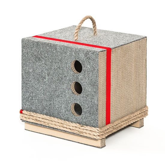 Tula Round and Rope Grey - Modern Cat House from Natural Materials