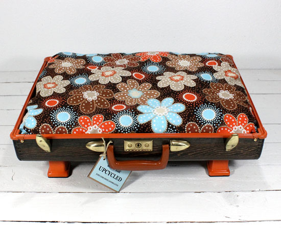 Upcycled Vintage Wooden Suitcase Pet Bed